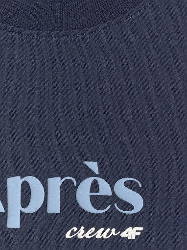 Damski t-shirt z nadrukiem 4F 4FRAW25TTSHF3410 - granatowy