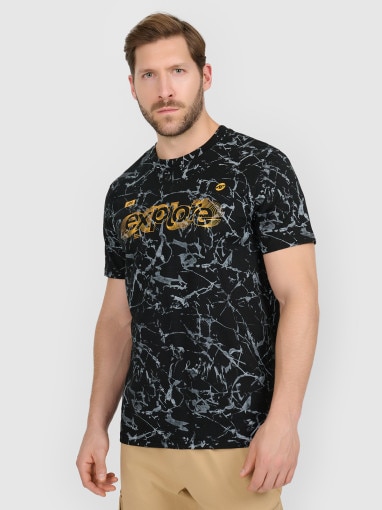 4F Męski tshirt z nadrukiem 4F 4FRAW25TTSHM3379 czarny Czarny