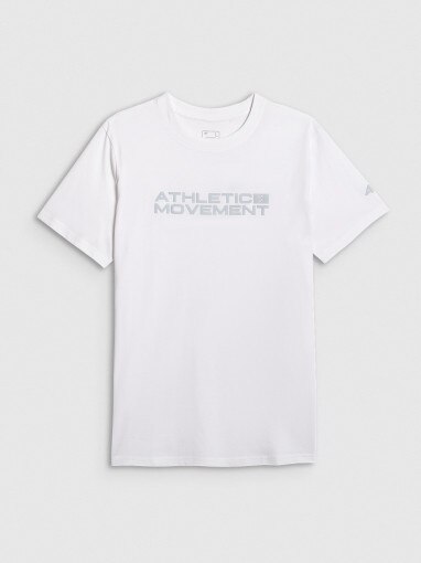 4F Męski tshirt z nadrukiem 4F 4FRAW25TTSHM3384 biały Biały