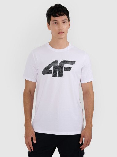 4F Męski tshirt z nadrukiem 4F 4FRMM00TTSHM3251 biały Biały
