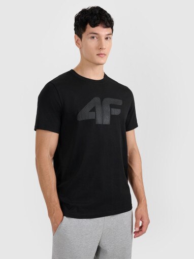 4F Męski tshirt z nadrukiem 4F 4FRMM00TTSHM3251 czarny Czarny