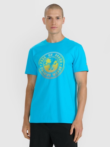 4F Męski tshirt z nadrukiem 4F 4FRSS25TTSHM3156 niebieski Niebieski