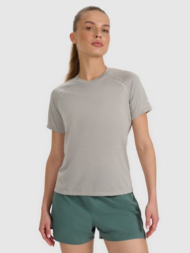 4F Damska koszulka do biegania 4F 4FWAW25TFTSF1502 szara Szary