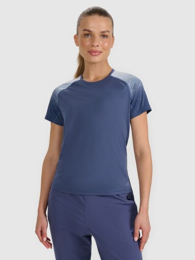 4F Damska koszulka do biegania 4F 4FWAW25TFTSF1510 granatowa Granatowy
