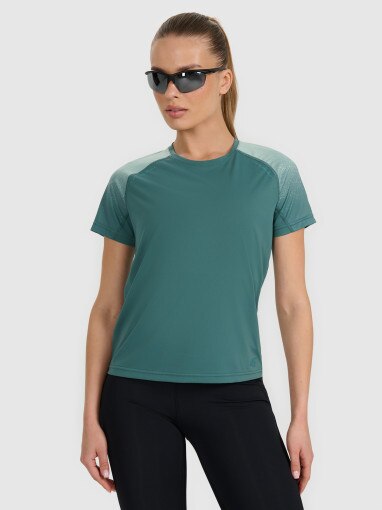 4F Damska koszulka do biegania 4F 4FWAW25TFTSF1510 turkusowa Turkusowy