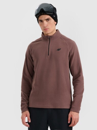 4F Męska bielizna termiczna polarowa (góra) 4F 4FWAW25UFLEM065 brązowa Brązowy