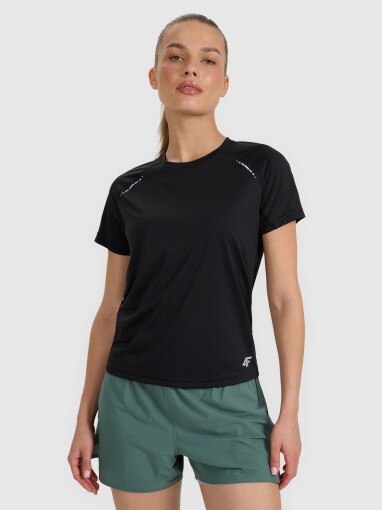 4F Damska koszulka do biegania 4F 4FWAW25TFTSF1510 czarna Czarny