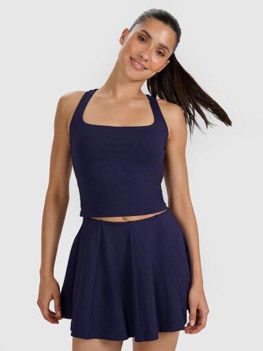 4F Damski crop top tenisowy 4F 4FRAW25TFSLF091 granatowy Granatowy