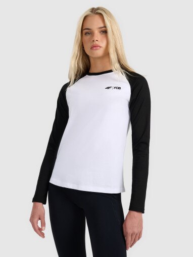 4F Damski longsleeve 4F 4FWAW25TLONF579 biały Biały