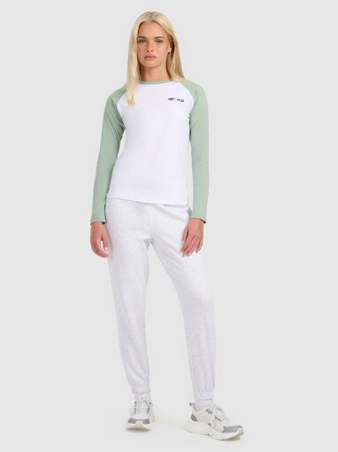 Damski longsleeve 4F 4FWAW25TLONF579 - biały