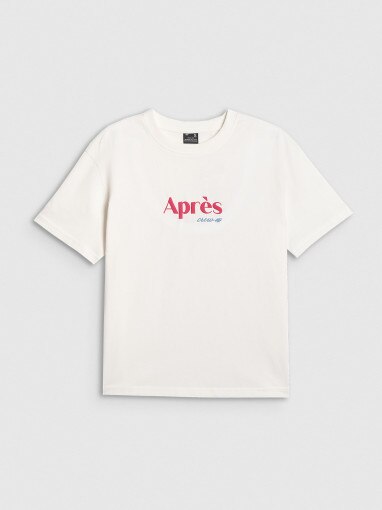 4F Damski tshirt z nadrukiem 4F 4FRAW25TTSHF3410 beżowy Beżowy