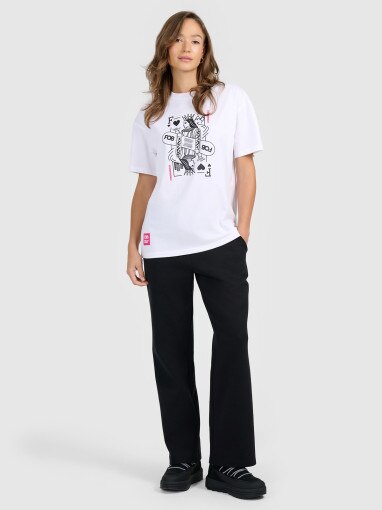 Damski t-shirt z nadrukiem 4F 4FRAW25TTSHF3790 - biały