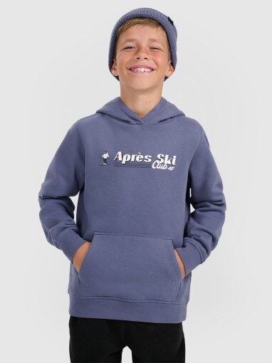 4F JUNIOR Chłopięca bluza dresowa nierozpinana z kapturem 4F 4FJRAW25TSWSM2416 niebieska Niebieski