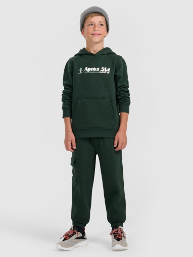 4F JUNIOR Chłopięce spodnie dresowe joggery 4F 4FJRAW25TTROM1841 zielone Zielony