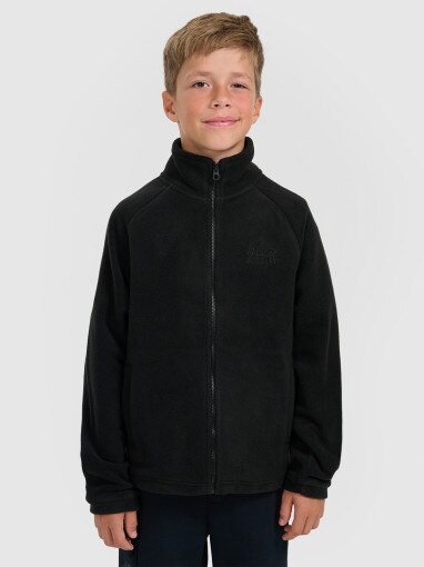 4F JUNIOR Chłopięcy polar rozpinany ze stójką 4F 4FJRAW25TFLEM490 czarny Czarny