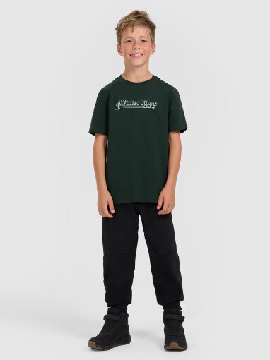 Chłopięcy t-shirt z nadrukiem 4F 4FJRAW25TTSHM3168 - zielony