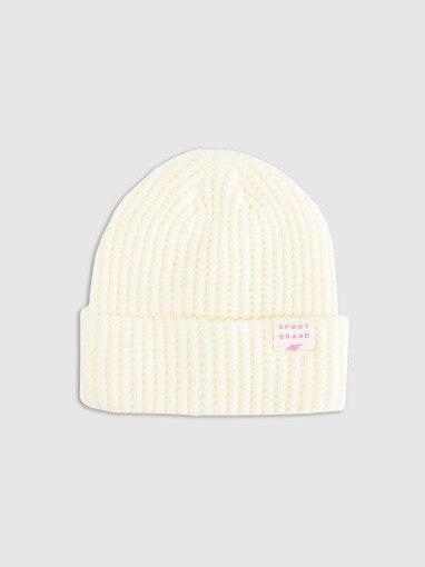 4F JUNIOR Dziewczęca czapka zimowa 4F 4FJRAW25ACAPF0810 biała Biały