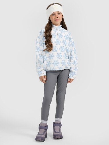 Dziewczęcy polar oversize 4F 4FJRAW25TFLEF440 - multikolor