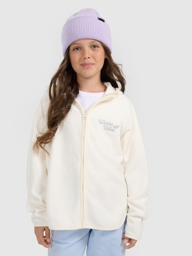 4F JUNIOR Dziewczęcy polar rozpinany z kapturem 4F 4FJRAW25TFLEF444 biały Biały