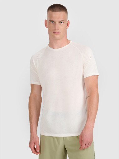 4F Męska koszulka do biegania 4F 4FWAW25TFTSM1499 biała Biały