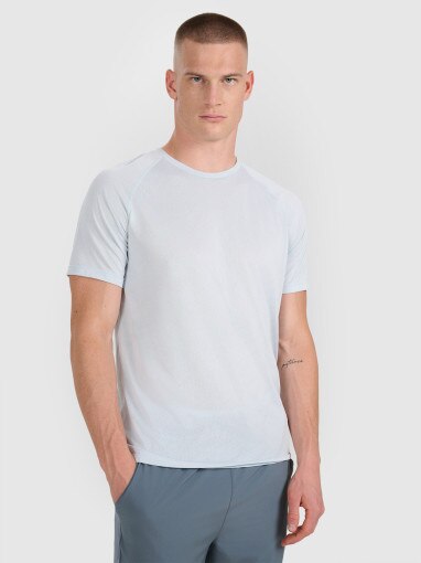 4F Męska koszulka do biegania 4F 4FWAW25TFTSM1499 niebieska Niebieski