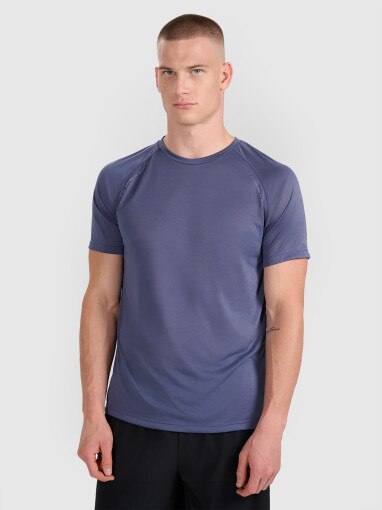 4F Męska koszulka do biegania 4F 4FWAW25TFTSM1499 niebieska Niebieski