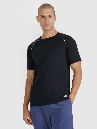 4F Męska koszulka do biegania 4F 4FWAW25TFTSM1506 czarna Czarny