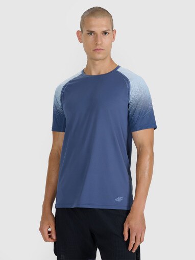 4F Męska koszulka do biegania 4F 4FWAW25TFTSM1506 niebieska Niebieski