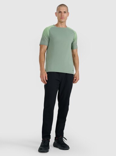 Męska koszulka do biegania 4F 4FWAW25TFTSM1506 - oliwkowa