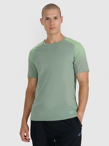 4F Męska koszulka do biegania 4F 4FWAW25TFTSM1506 oliwkowa Oliwkowy