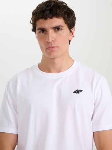 4F Męski tshirt bez nadruku 4F 4FRMM00TTSHM3250 biały Biały
