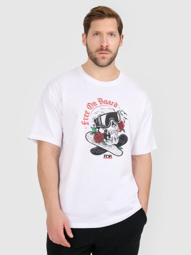 4F Męski tshirt z nadrukiem 4F 4FRAW25TTSHM3477 biały Biały