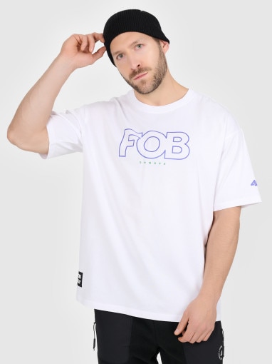 Męski t-shirt z nadrukiem 4F 4FRAW25TTSHM3478 - biały
