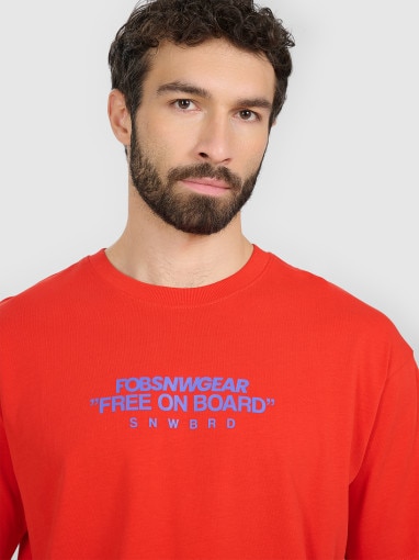 4F Męski tshirt z nadrukiem 4F 4FRAW25TTSHM3479 czerwony Czerwony