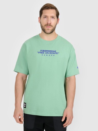 4F Męski tshirt z nadrukiem 4F 4FRAW25TTSHM3479 turkusowy Turkusowy