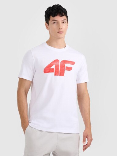 4F Męski tshirt z nadrukiem 4F 4FRMM00TTSHM3251 biały Biały