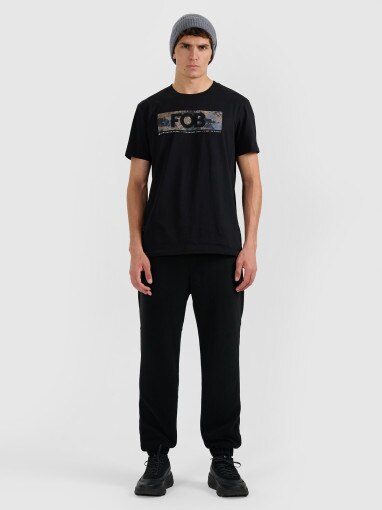 4F Męski tshirt z nadrukiem 4F 4FWAW25TTSHM3139 czarny Czarny