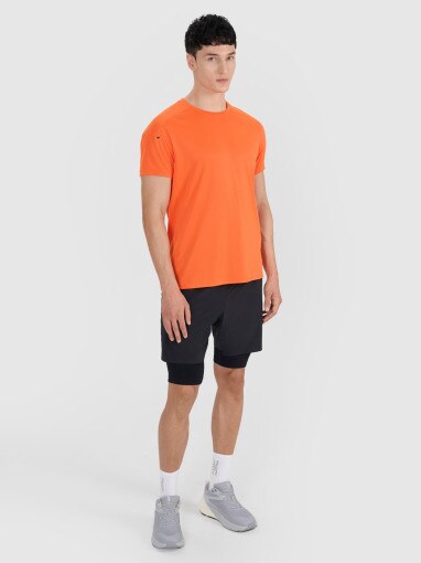 Męska koszulka treningowa 4F x Robert Lewandowski RL9SSS25TFTSM1693 - pomarańczowa