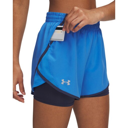 Damskie spodenki do biegania Under Armour UA Fly By 2in1 Short - niebieskie