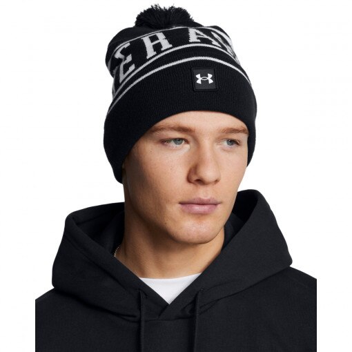 UNDER ARMOUR Męska czapka zimowa Under Armour M Halftime Pom Beanie czarna Czarny