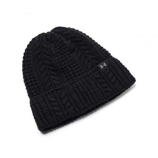 UNDER ARMOUR Damska czapka zimowa Under Armour W Halftime Cable Knit Beanie czarna Czarny