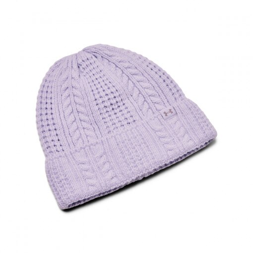 Damska czapka zimowa Under Armour W Halftime Cable Knit Beanie - fioletowa