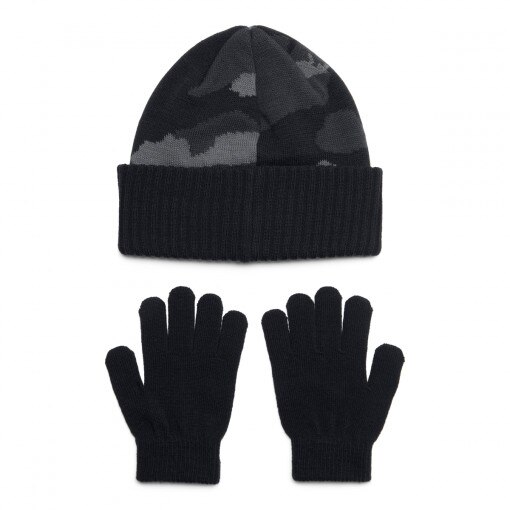 Chłopięcy zestaw czapka zimowa i rękawiczki Under Armour B Beanie/Glove Combo - czarne