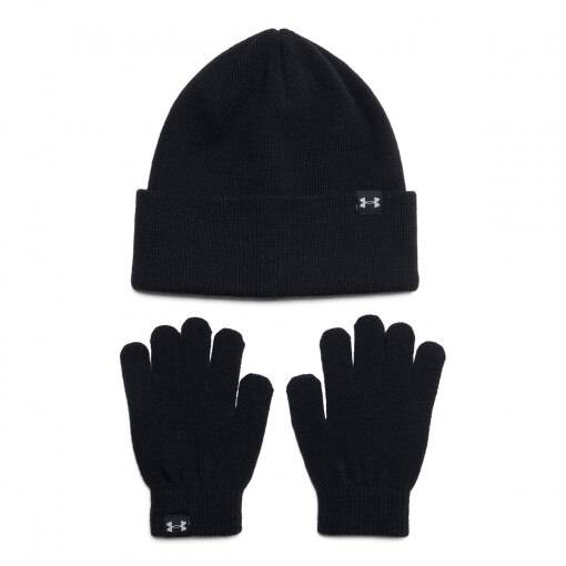 UNDER ARMOUR Dziewczęcy zestaw czapka zimowa i rękawiczki Under Armour G Beanie/Glove Combo czarne Czarny