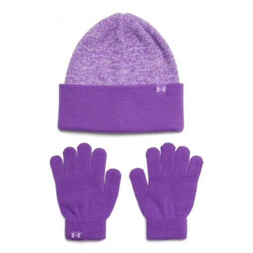 UNDER ARMOUR Dziewczęcy zestaw czapka zimowa i rękawiczki Under Armour G Beanie/Glove Combo fioletowy Fioletowy