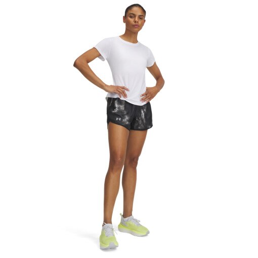 UNDER ARMOUR Damskie spodenki do biegania Under Armour UA Fly By 3'' Printed Shorts czarne Czarny