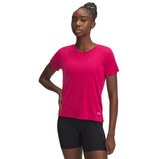 UNDER ARMOUR Damska koszulka do biegania Under Armour UA Launch Camo Shortsleeve różowa Różowy