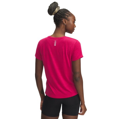 Damska koszulka do biegania Under Armour UA Launch Camo Shortsleeve - różowa
